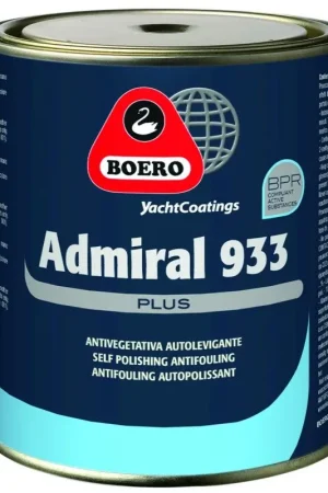 Professionale Antivegetativa Admiral 933 Plus Bianco 5L - Protezione Superiore per Barche a Vela e Motore fino a 25 Nodi, Autolevigante e a Base di Rame, Resa Teorica 8 mq/lt - Ideale per Uso Professionale e DIY