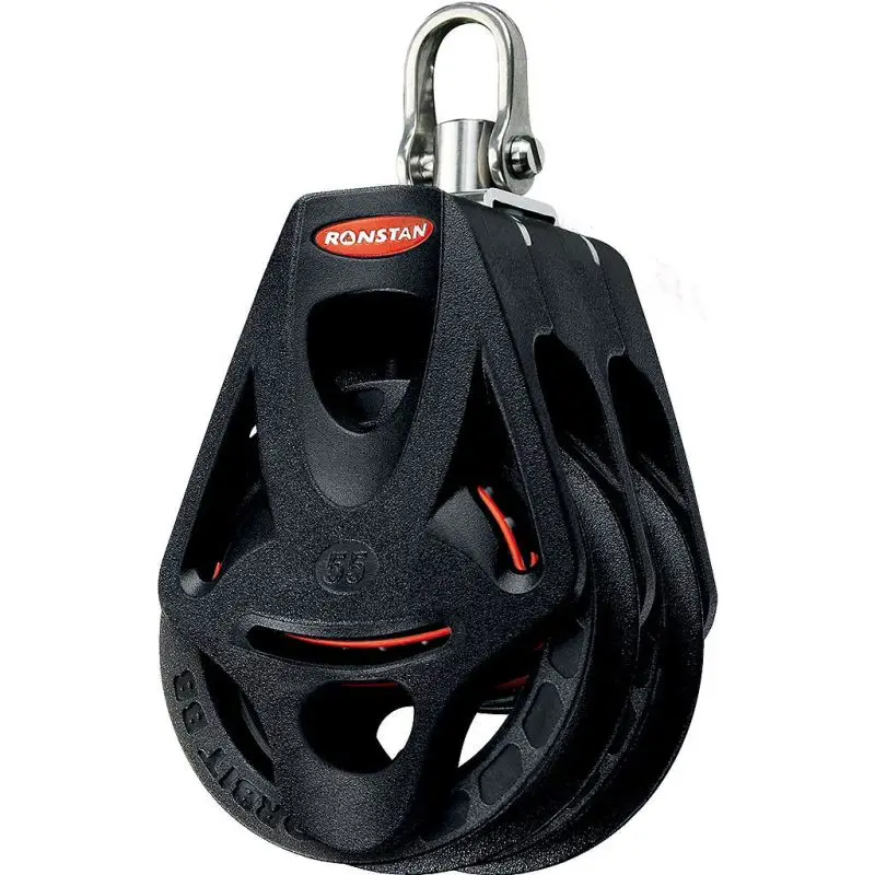 Bozzello Orbit Series 55 Ronstan™, Doppio con Becket - Il Bozzello Nautico più Leggero al Mondo con Alta Capacità di Carico Professionale