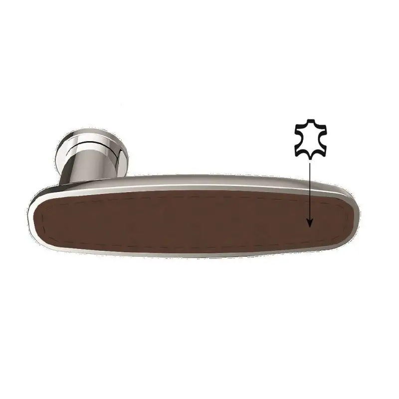 Maniglia per porte in C cromato con inserto in pelle marrone - Foresti e Suardi Compra Online