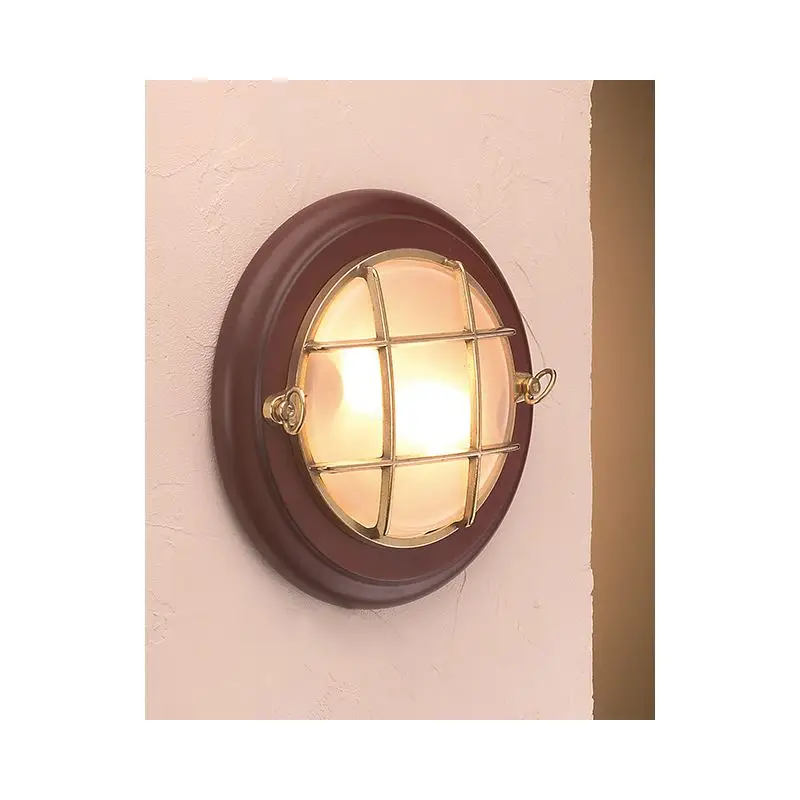 Lampada Applique Tonda in Ottone Lucido e Base in Legno - Foresti e Suardi - Ø220x50, Power LED 9W, Finitura Cromato e Teak, Vetro Sabbiato, Temperatura Colore 3000°K Must-Have