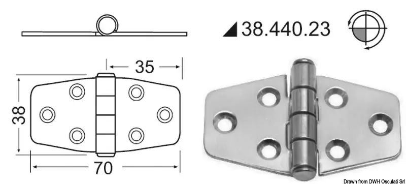 Cerniera Nodo Sporgente in Acciaio Inox 68x42 mm Più Venduto