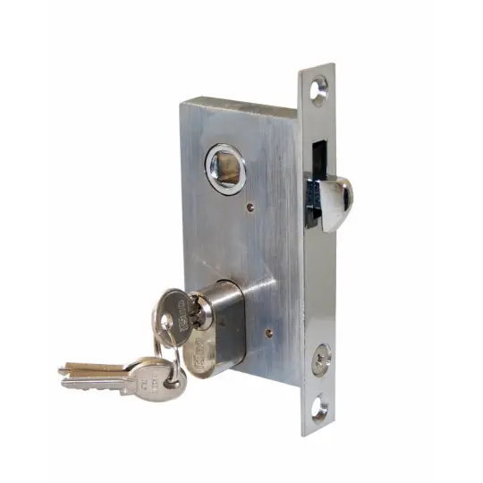 Serratura da Incasso per Porte Scorrevoli in Ottone Cromato 83x17mm Quantità Limitata