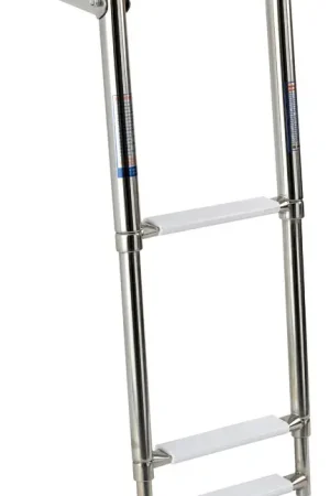 Nuova Collezione Scaletta Telescopica per Plancetta in Acciaio Inox 3 Gradini Bianchi