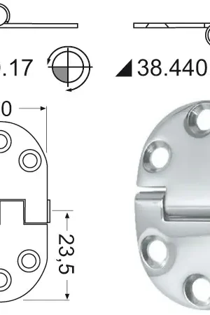 Solo Oggi Cerniera Nodo Sporgente 2 mm in Acciaio Inox 47x30 mm