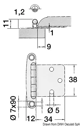 Cerniera inox piana 38x46 mm Popolare