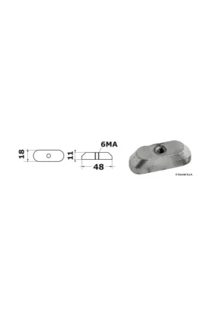 Tecnoseal anodo piastrina zinco 6-15 HP 4T, filetto M6, 48x18 mm Promo Stagionale