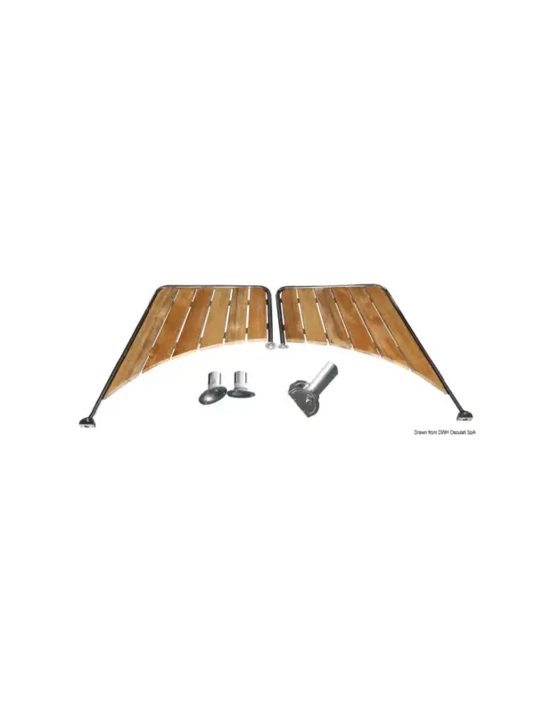 Subito Disponibile Plancetta poppa tonda in inox AISI 316 e legno Iroko per gozzi e pilotine