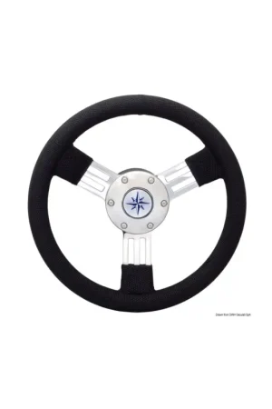 Volante Pegaso Osculati, corona nera in poliuretano, razze inox, Ø 300 mm Offerta Del Giorno