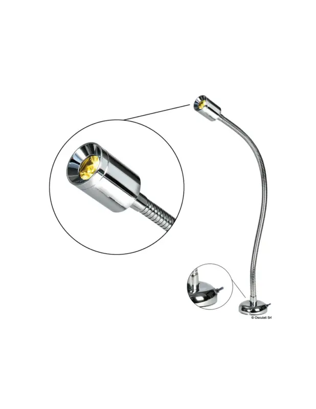 Faretto LED snodato lettura 12/24V, corpo ottone cromato, 87 lm Compra Online