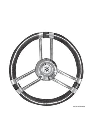 Volante con razze in acciaio inox e corona cubicata effetto carbonio Spedizione Espresso