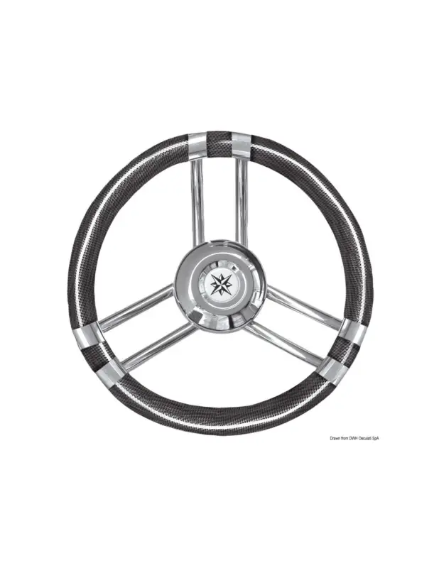 Volante con razze in acciaio inox e corona cubicata effetto carbonio Spedizione Espresso