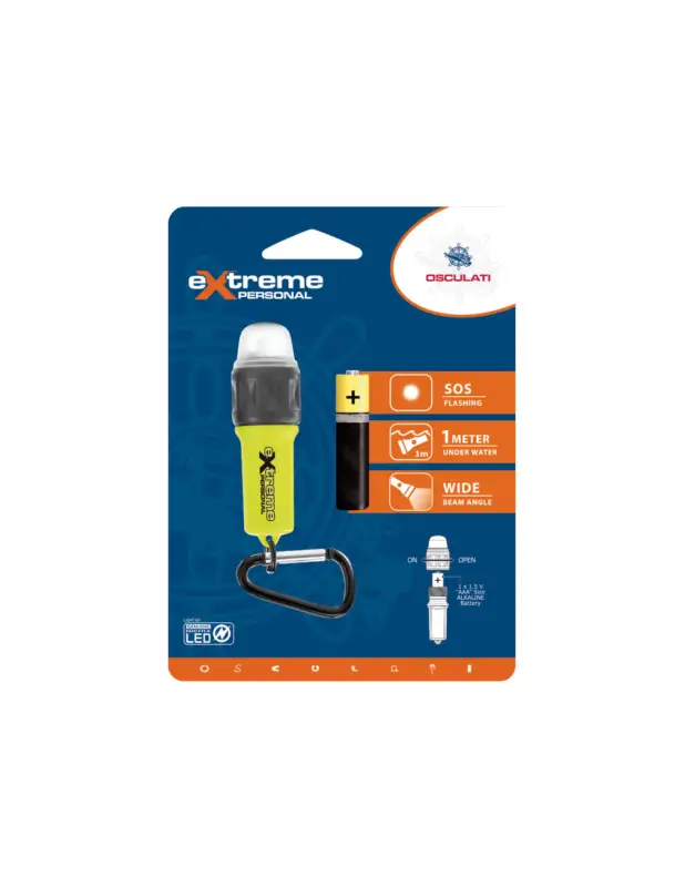 Mini torcia LED di emergenza, sommergibile 1 m, 25 lumen, 28 g Non Perdere