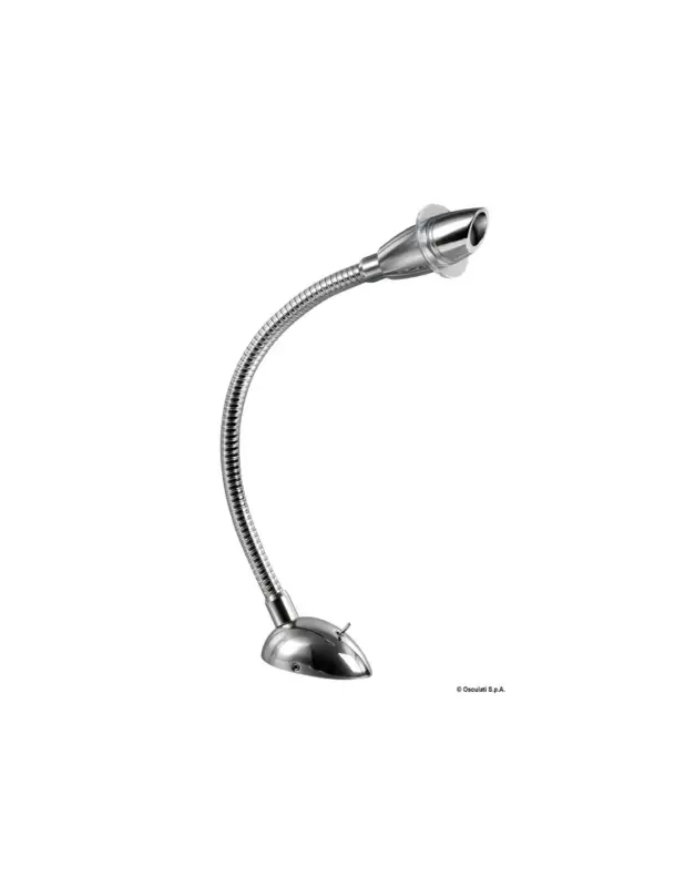 Faretto LED snodato lettura 12/24V, 3W, luce calda 3000K, base inox Prezzo Di Fabbrica