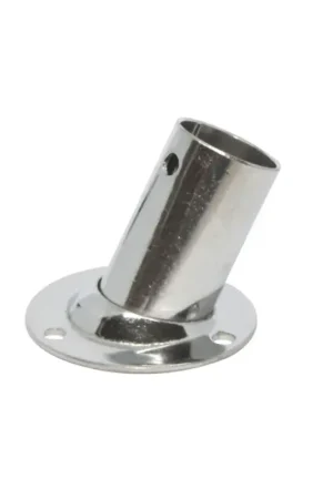 Base tonda inclinata inox, base Ø 58 mm, per tubo Ø 22-25 mm Offerta Del Giorno