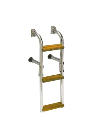 A Buon Prezzo Scaletta pieghevole inox AISI 316 gradini in legno, specchio di poppa