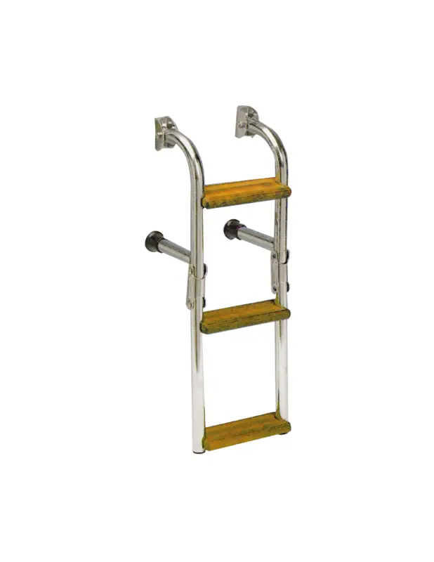 A Buon Prezzo Scaletta pieghevole inox AISI 316 gradini in legno, specchio di poppa