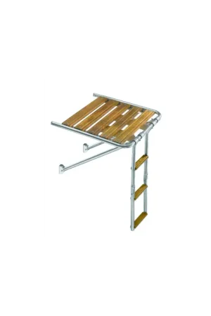 Più Venduto Plancetta di poppa inox Ø 25 mm e legno marino con scaletta pieghevole