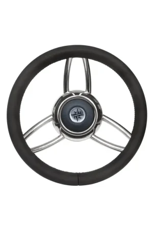 Savoretti T26 volante 6 razze inox, coperchio pelle nero, Ø 350 mm Saldi