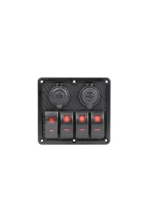 Redtech pannello 4 vie 12V con fusibili, presa 12V e USB, polimero IP65 Ultima Occasione