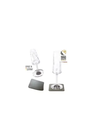 Silwy calici da champagne magnetici in plastica, 150 ml, set 2 pz con sottobicchieri Popolare