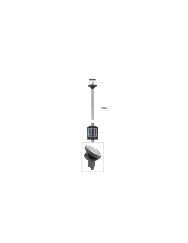 Asta Fanale 360° Easy Led piano + Combi 225° base Lunar nero H.1100mm Pagamento Sicuro