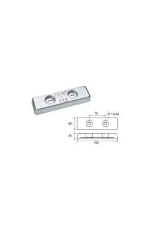 Anodo carena zinco Polipodio ZX013 FX-2 - 1,60 kg Solo Oggi