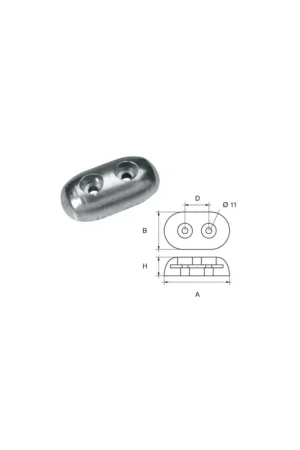 Anodo carena zinco Polipodio ZX017 FX-1 - 1,00 kg Novità