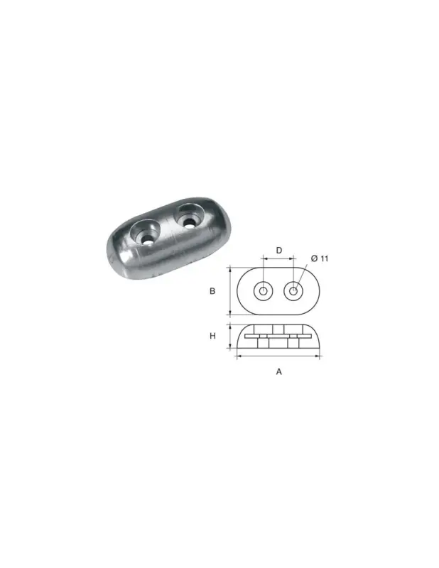 Anodo carena zinco Polipodio ZX017 FX-1 - 1,00 kg Novità