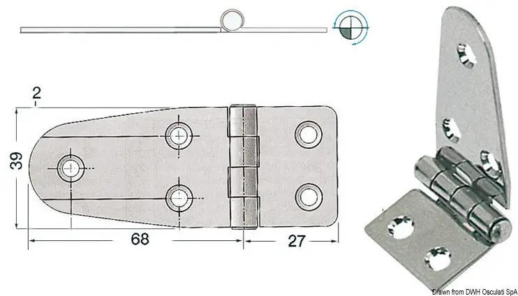 Cerniera inox asimm. 95x39 mm Prezzo Conveniente